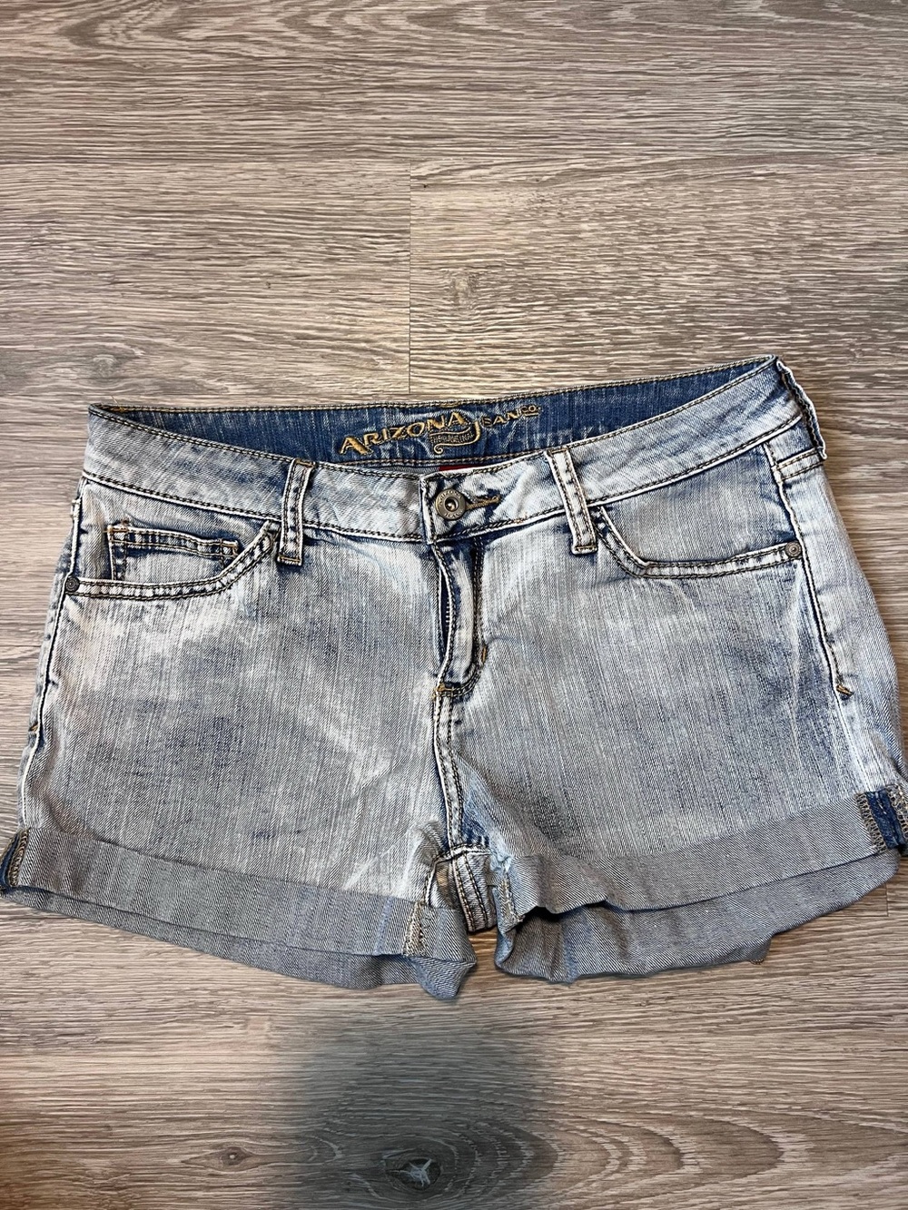 Arizona Jean Company Light Blue Washed Denim Cuffed Shorts